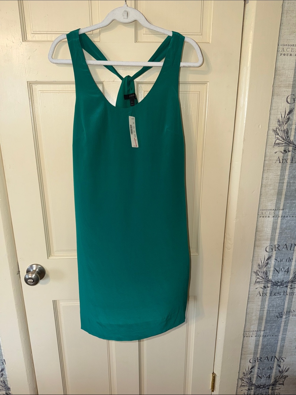 J. Crew Sleeveless Teal-Green Shift Dress with Back Tie